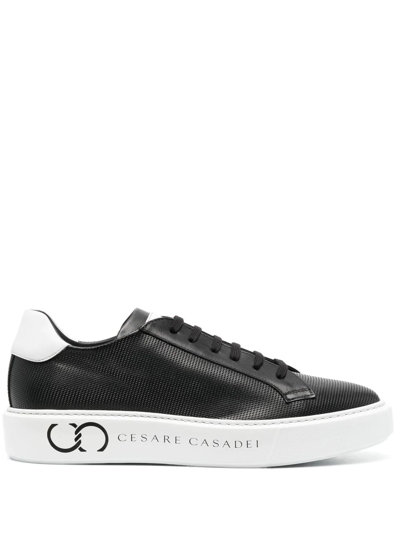 Casadei Two-tone Lace-up Trainers In Schwarz