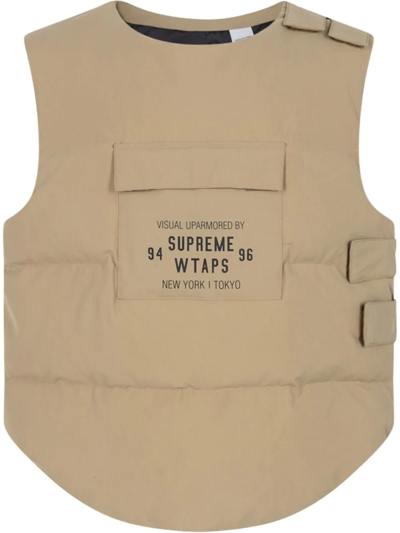 Supreme X Wtaps Tactical Down-feather Waistcoat In Nude