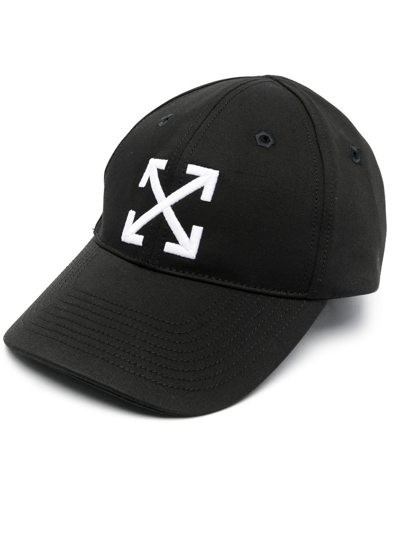 Off-white Embroidered Cotton-twill Baseball Cap In Black