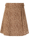 PALM ANGELS LEOPARD PRINT A-LINE MINI-SKIRT