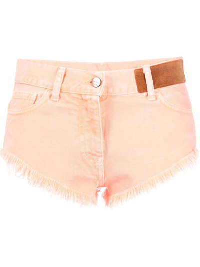 Palm Angels Denim Hot Pants In Orange