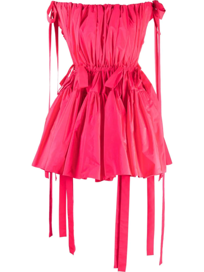 Alexander Mcqueen Off-the-shoulder Flared Shell Mini Dress In Rosa