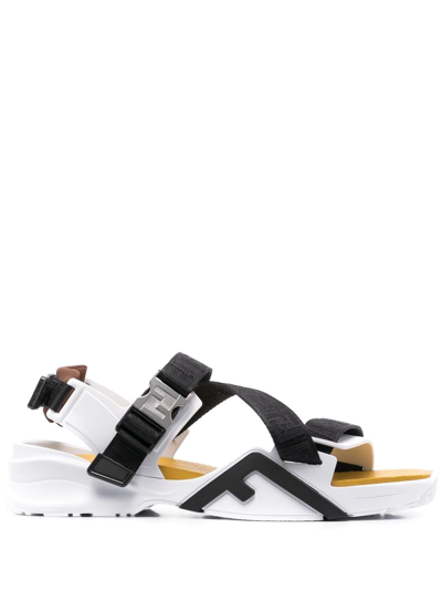 Fendi Flow Jacquard-logo Sandals In Schwarz