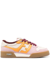 Fendi Ff Mixed Leather Low-top Sneakers In Multicolor