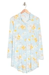 Nordstrom Rack Tranquility Button Front Nightshirt In Blue Falls Open Floral