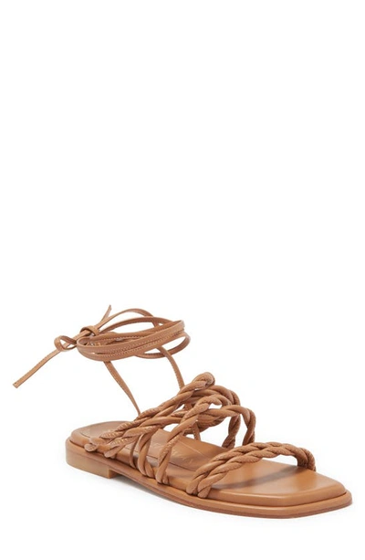Stuart Weitzman Calypso Lace-up Sandal In Tan