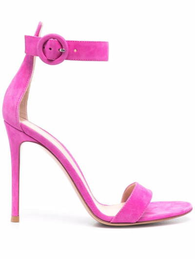 Gianvito Rossi Ankle Buckle Heeled Sandals In Pink