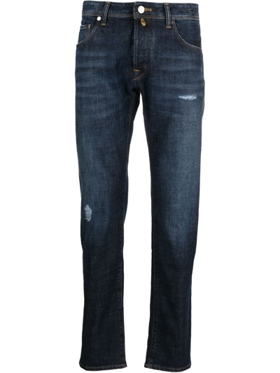 Incotex Low-rise Straight-leg Jeans In Blau
