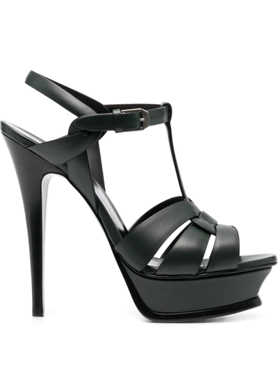 Saint Laurent Platform Strappy Sandals In Grün