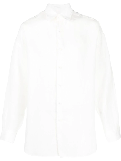 Costumein Valentino Long-sleeve Linen Shirt In White