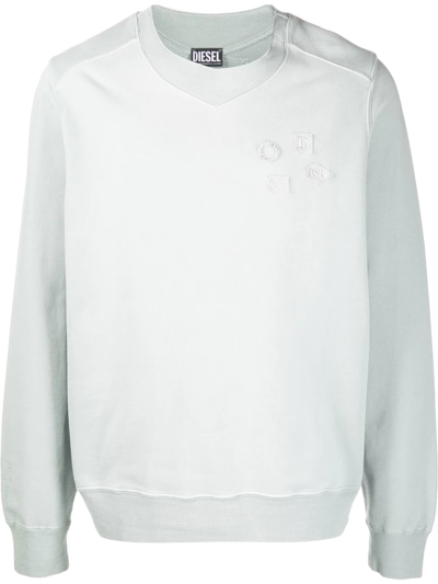 Diesel Patch-detail Cotton Sweatshirt In Grau