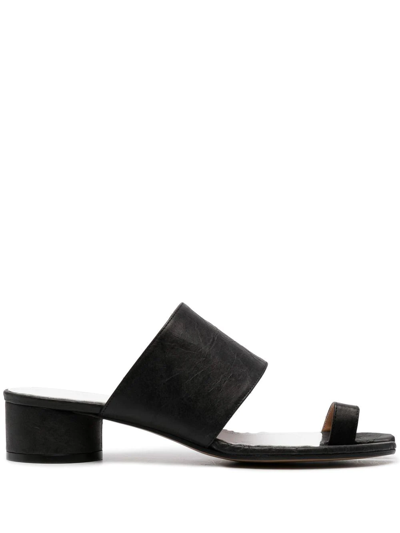 Maison Margiela Tabi Toe-ring Leather Sandals In Black