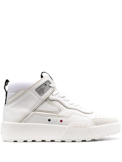 Moncler Logo Tag High-top Sneakers In Weiss