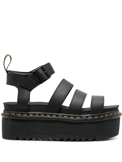 Dr. Martens Blaire Womens Leather Ankle Strap Platform Sandals In Black