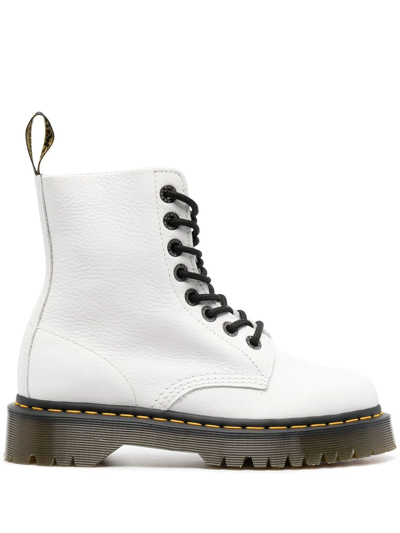 Dr. Martens 1460 Pascal Bex Pisa Leather Lace Up Boots In White