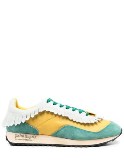 Palm Angels Green And Yellow Canvas Sneakers