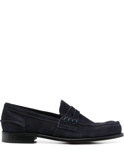 Church's Beffcote Suede Penny Loafers In Dark Blue