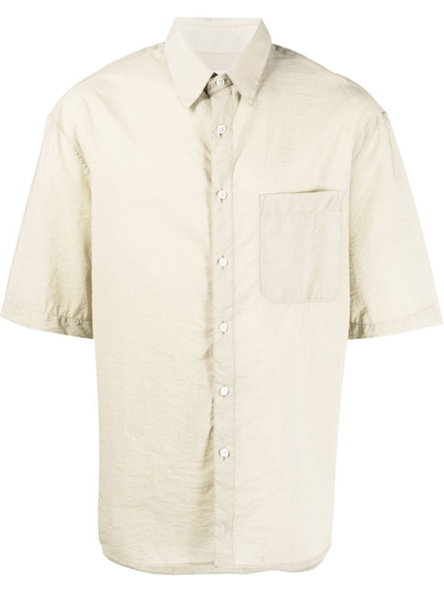 Lemaire Regular Collar Ss Shirt Pale Sage In Wh054 Ecru
