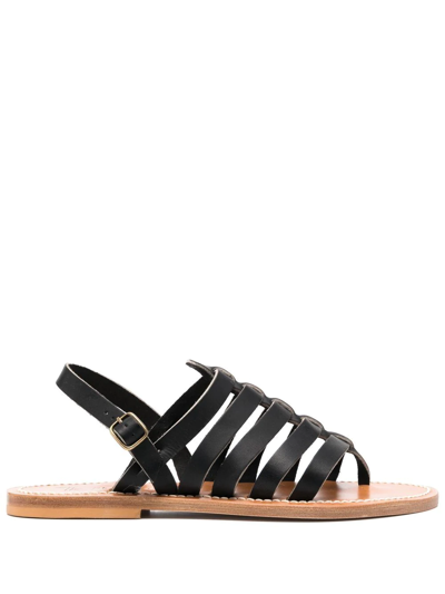 K.jacques Flat Caged Sandals In Black