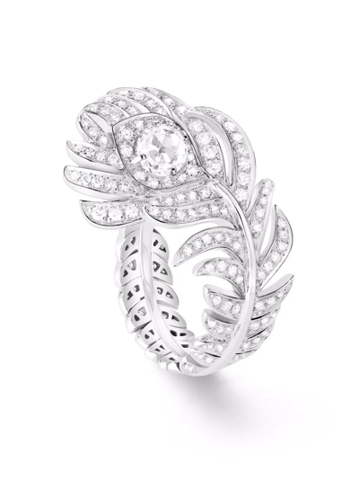 Boucheron 18kt White Gold Plume De Paon Small Motif Ring