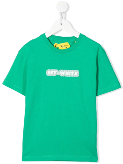 Off-white Kids' Off Glow In The Dark T-shirt In Green