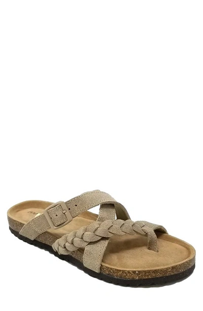 Gaahuu Suede Braided Crisscross Sandal In Tan