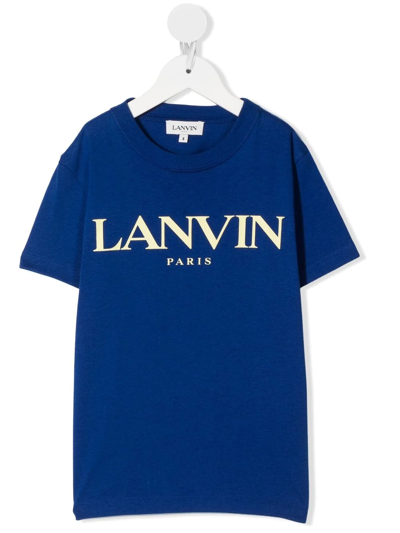 Lanvin Enfant Teen Logo-print Cotton T-shirt In Blue