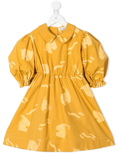 Rejina Pyo Kids' Nora Elephant-print Organic Cotton Dress In Yellow