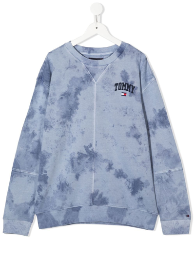 Tommy Hilfiger Junior Teen Tie-dye Organic Cotton Sweatshirt In Blue