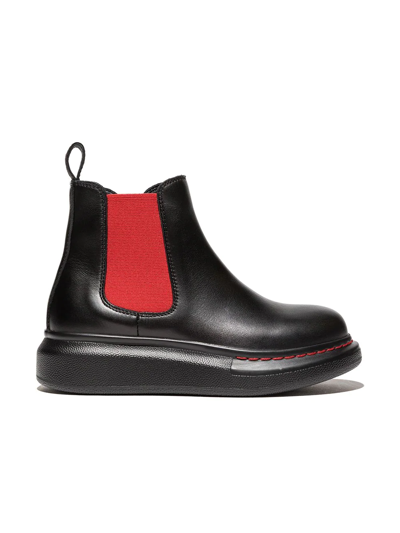 Alexander Mcqueen Kids' Platform-sole Slip-on Ankle Boots In Black