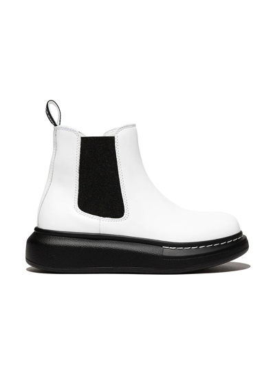 Alexander Mcqueen Kids' Contrasting-panel Ankle Boots In Black