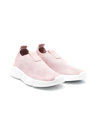 Geox Kids' Aril Knitted Sneakers In Pink
