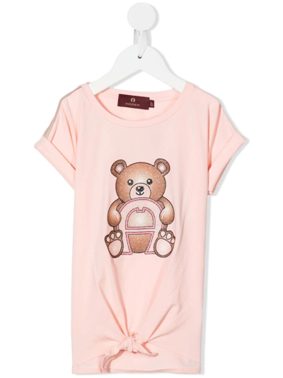 Aigner Kids' Teddy Bear-print T-shirt In Pink