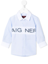 AIGNER STRIPED LOGO-PRINT LONG-SLEEVE SHIRT