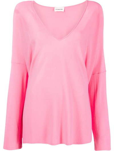 P.a.r.o.s.h V-neck Ribbed-knit Jumper In Pink