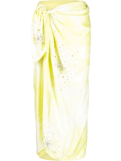 Des_phemmes Sarong Skirt With Crystals In Yellow,white