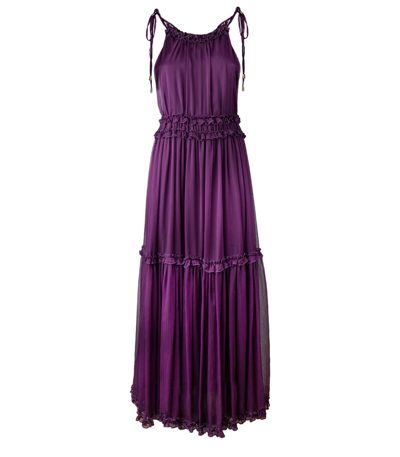 Weili Zheng Purple Chiffon Long Dress In Violet