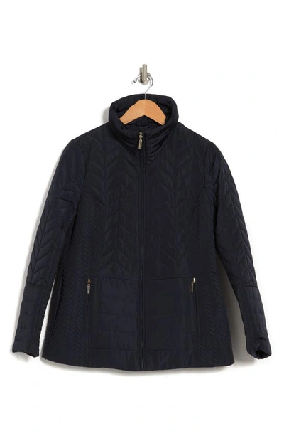 Gallery Mixed Pattern Quilted Jacket In Navy