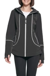Guess Hooded Reflective Rain Jacket In Black