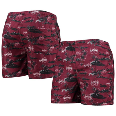 Foco Men's  Maroon Mississippi State Bulldogs Island Palm Swim Trunks