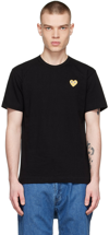Comme Des Garçons Play Gold Heart Logo T-shirt In Black