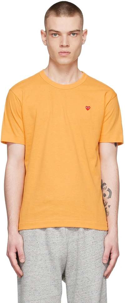 Comme Des Garçons Play Mini Heart Patch Cotton Jersey T-shirt In Yellow