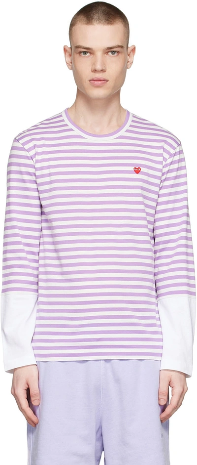 Comme Des Garçons Play Purple Cotton Long Sleeve T-shirt