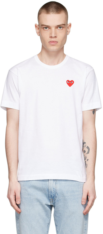Comme Des Garçons Play Applique Logo T-shirt In White