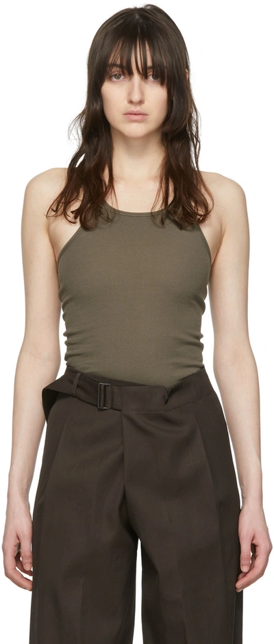 Arch The Khaki Cotton Tank Top In Brown