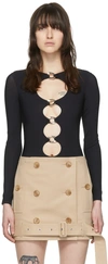 Burberry Cut-out Detail Stretch Jersey Bodysuit Black In Black