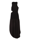 Stella Mccartney Asymmetric Cutout Stretch-jersey And Silk-satin Midi Dress In Black
