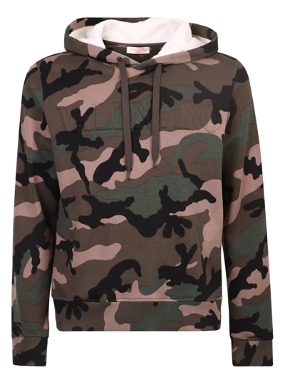 Valentino Camouflage-print Logo Hoodie In Multi