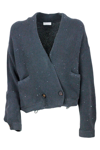 BRUNELLO CUCINELLI CARDIGAN SWEATER WITH MICRO SEQUINS