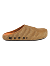 Marni Tan Raffia Fussbett Sabbot Loafers In Raw Siena/dust Apricot